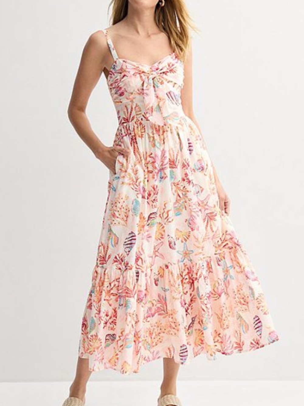 NWT Taylor Fit & Flare Maxi Dress Size 12 Sweetheart Neck Ruffle Hem